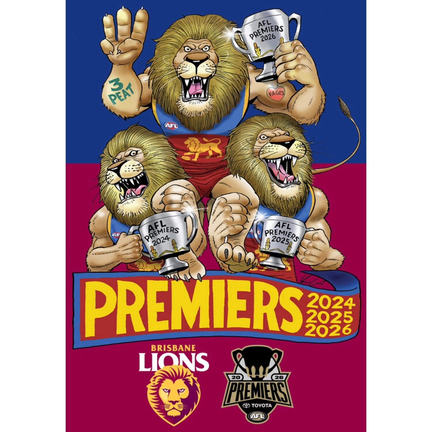 Brisbane Lions 2026 Premiers  Mark Knight Sticker