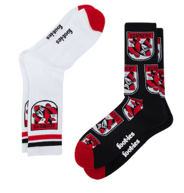 Essendon Bombers Retro Sneaker Sock 2 Pack
