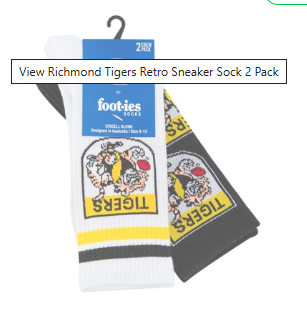 Richmond Tigers Retro Sneaker Sock 2 pack
