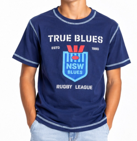 New South Wales  Blues Contrast Stitch Youth Tee