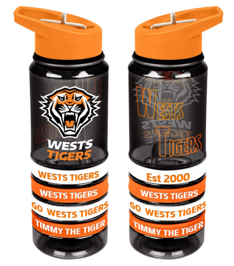 West Tigers Tritan Drink Bottle With Bands