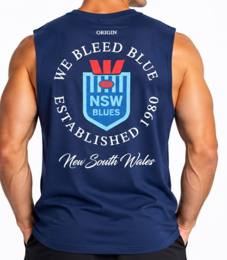 New South Wales Blues Banner Circle Muscle Tee