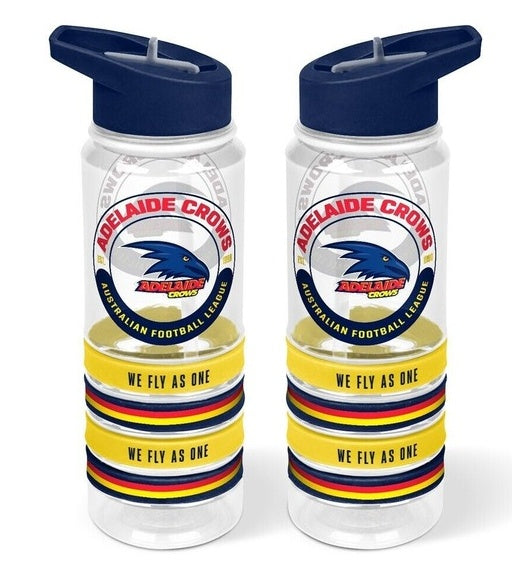 Adelaide Crows Clear Tritan Drink Bottle With Bands