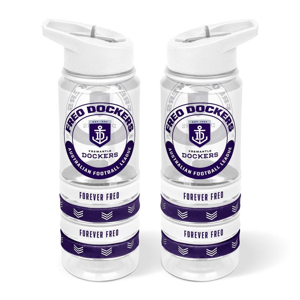 Fremantle Dockers Clear Tritan Drink Bottle With Bands