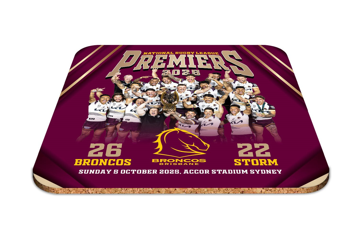 Brisbane Broncos 2025 Premiers Team Photo Coaster Set