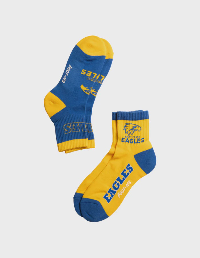 West Coast Eagles 1/4 Socks - 2 Pack