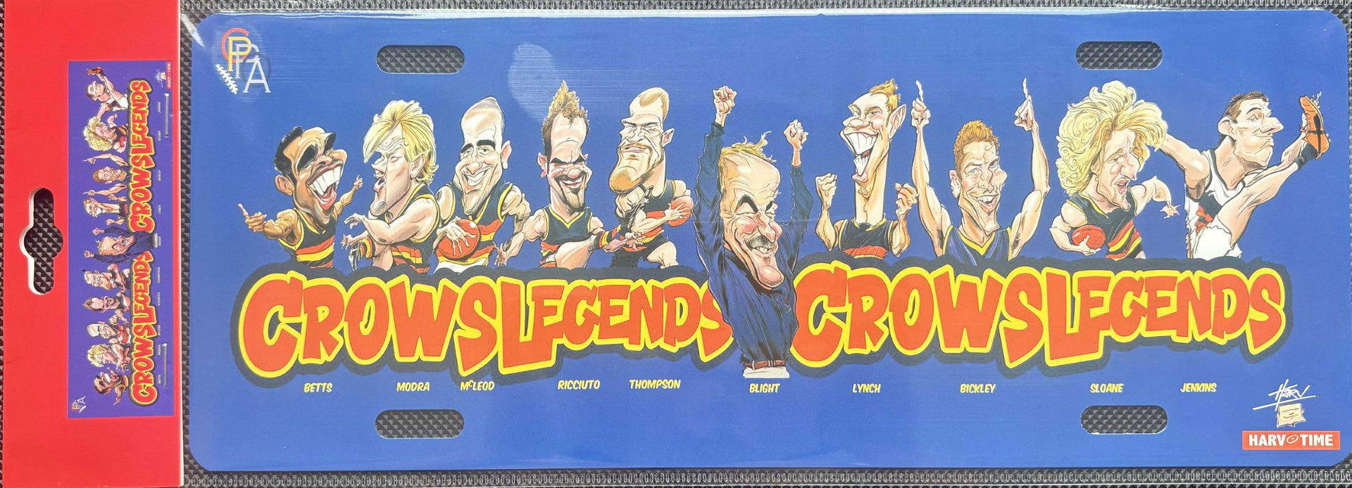 Adelaide Crows Legends Caricature Licence Plate Tin Sign