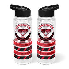Essendon Bombers Clear Tritan Drink Bottle With Bands